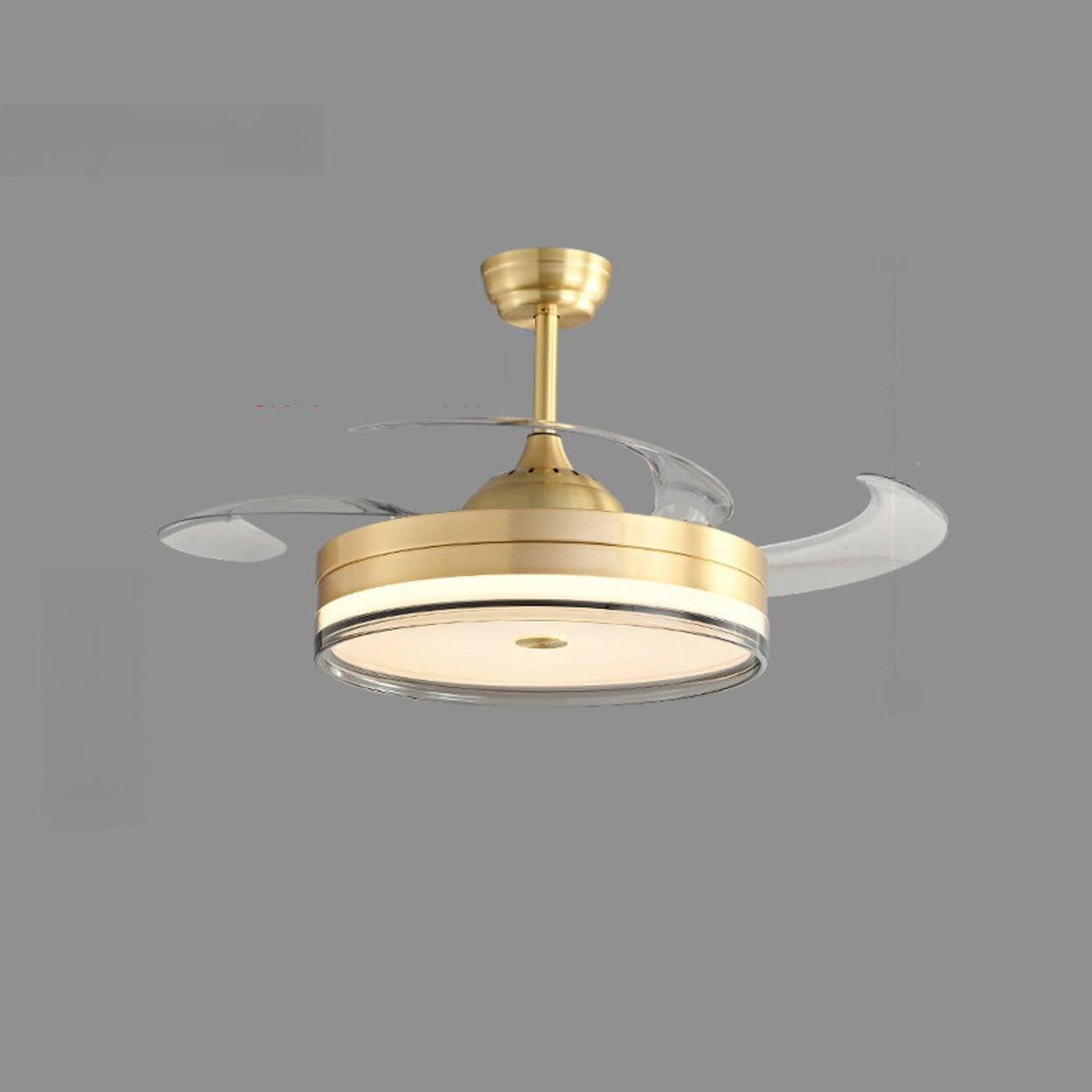 Retractable 4 Blades Drop Rod LED Ceiling Fan Light Image - 6