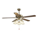 Retro 5 Blades Flower Decor Chandelier Fan with Light Image - 5