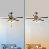 Retro 5 Blades Flower Decor Chandelier Fan with Light Image - 7