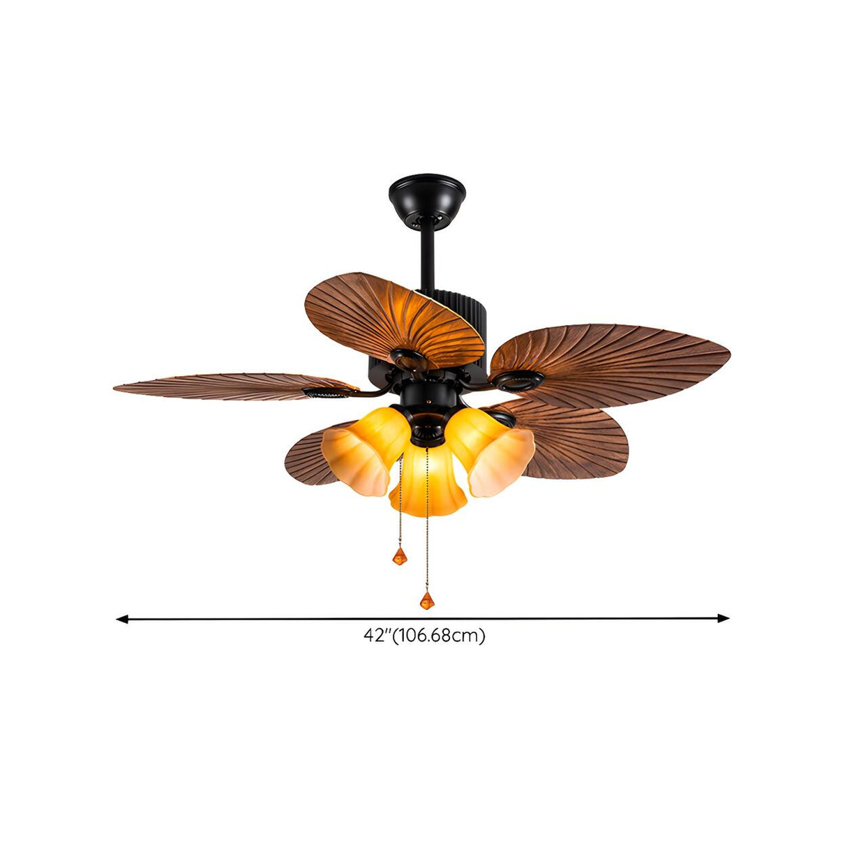 Retro 5 Leaf Shape Flower Shade Ceiling Fan with Light 