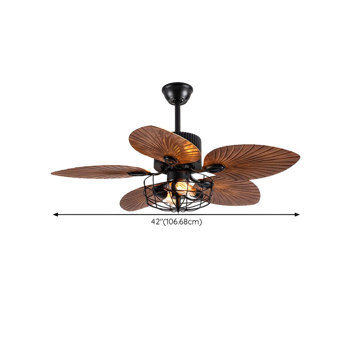 Retro 5 Leaf Shape Flower Shade Ceiling Fan with Light Image - 16