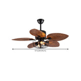 Retro 5 Leaf Shape Flower Shade Ceiling Fan with Light Image - 17