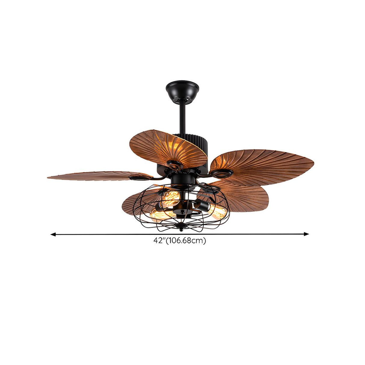 Retro 5 Leaf Shape Flower Shade Ceiling Fan with Light Image - 18