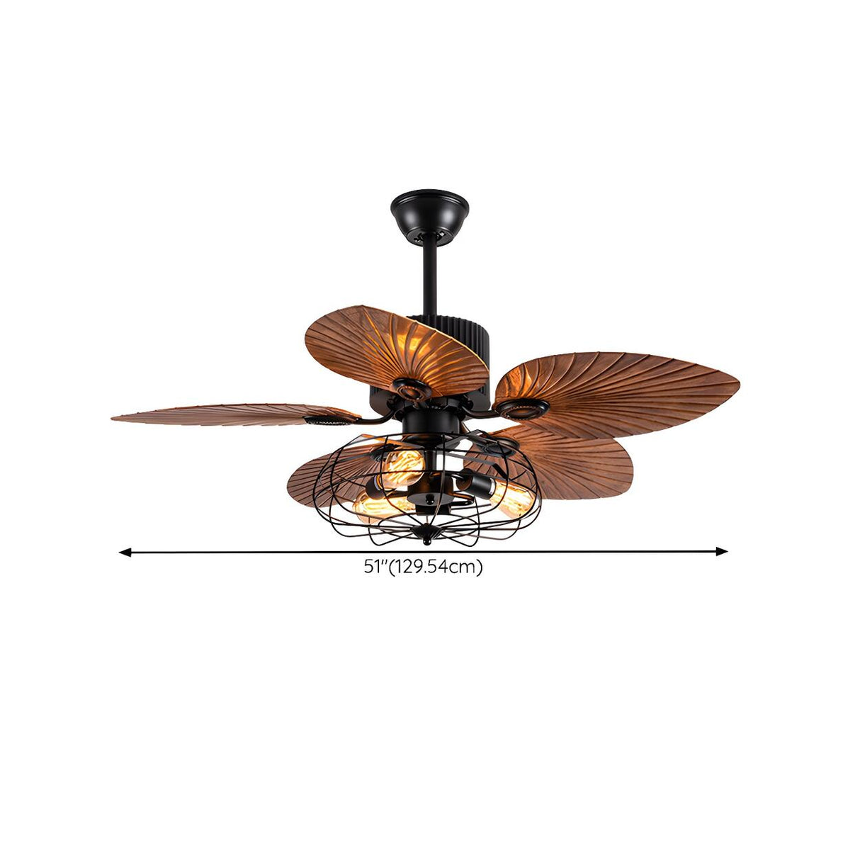 Retro 5 Leaf Shape Flower Shade Ceiling Fan with Light Image - 19