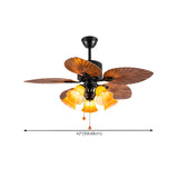 Retro 5 Leaf Shape Flower Shade Ceiling Fan with Light Image - 20