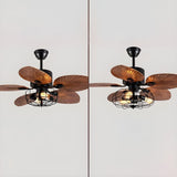 Retro 5 Leaf Shape Flower Shade Ceiling Fan with Light Image - 6