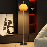 Retro Amber Dome Chrome Stand Metal Floor Lamp Image - 10