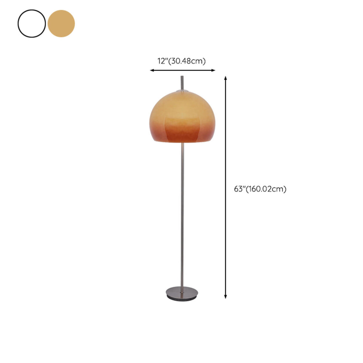 Retro Amber Dome Chrome Stand Metal Floor Lamp 