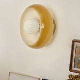 Retro Amber Round Glass Wall Sconce Light  Image - 1