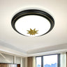 Retro Black Bowl-Shaped Maple Leaf LED Flush Mount Lamp Image - 1