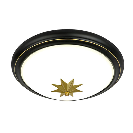 Retro Black Bowl-Shaped Maple Leaf LED Flush Mount Lamp Image - 2