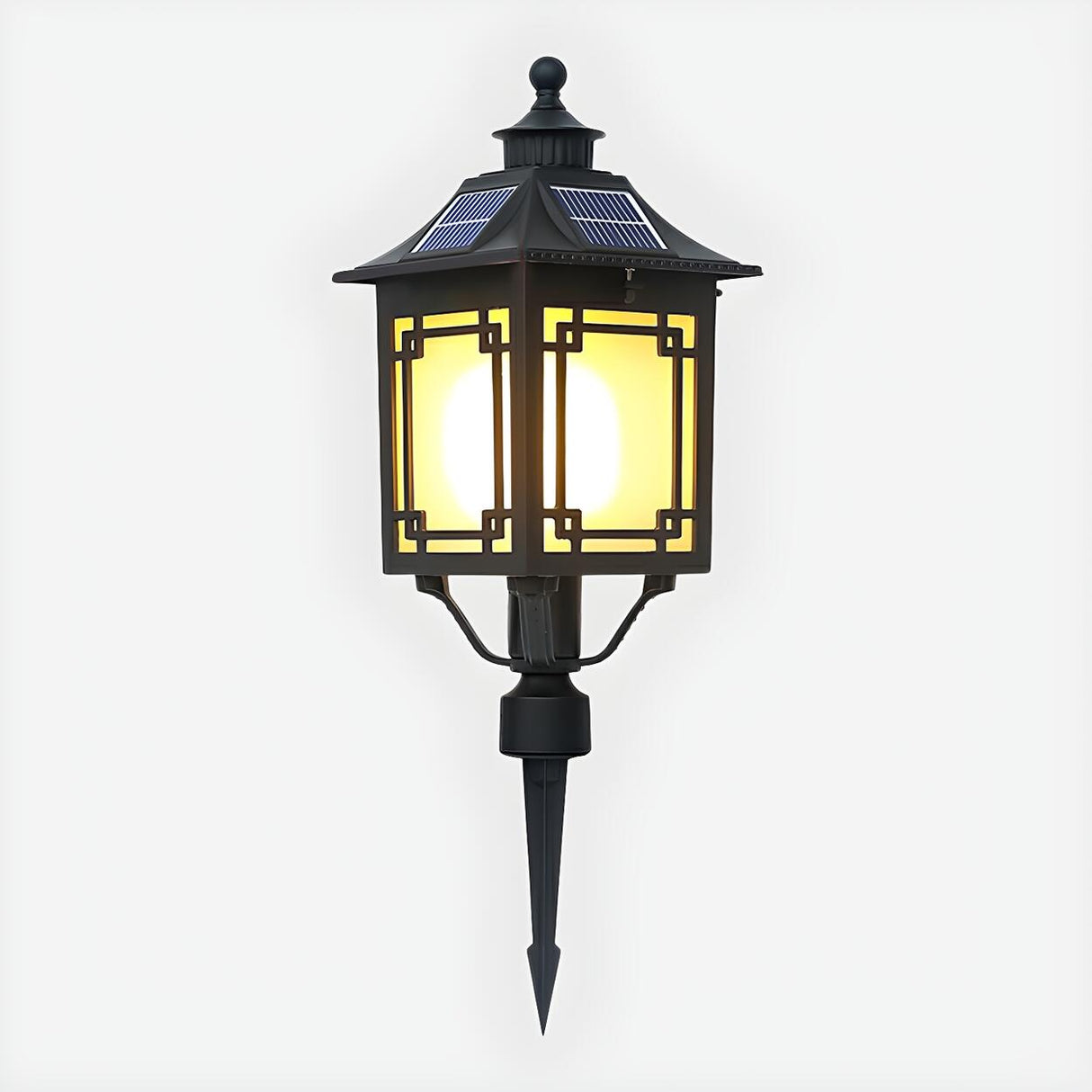 Retro Black Garden Square Lantern Landscape Lighting Image - 1