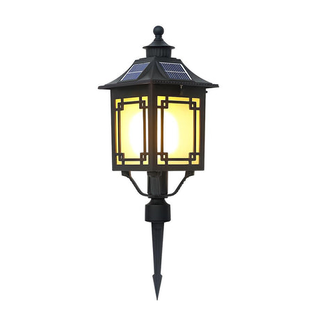 Retro Black Garden Square Lantern Landscape Lighting Image - 2