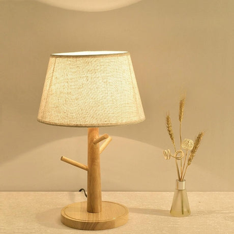 Retro Branch-Shaped Wooden Base Bedside Table Lamp Image - 1