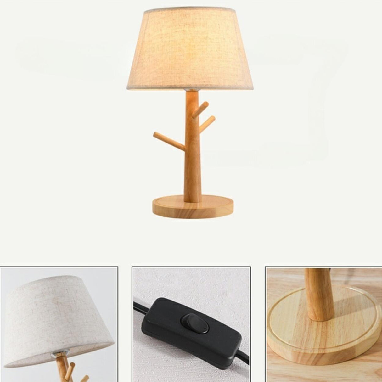 Retro Branch-Shaped Wooden Base Bedside Table Lamp Image - 10