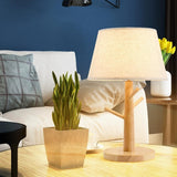 Retro Branch-Shaped Wooden Base Bedside Table Lamp Image - 2