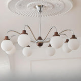 Retro Brass 6-Light Opal Glass Globe Chandelier Image - 14