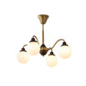 Retro Brass 6-Light Opal Glass Globe Chandelier Image - 2