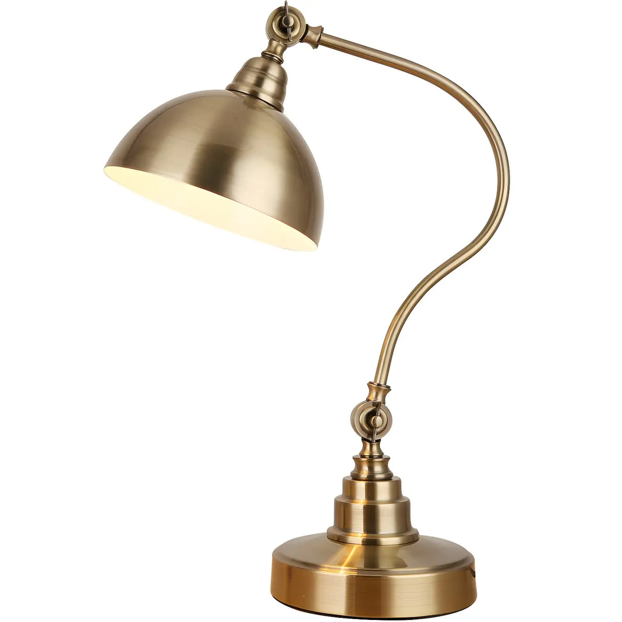 Retro Brass Arc Metal Table Lamp with Rocker Switch Image - 5