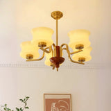 Vintage Arm Cylinder Living Room Gold 5-Light Chandelier Image - 1