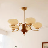 Vintage Arm Cylinder Living Room Gold 5-Light Chandelier Image - 7