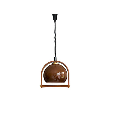 Retro Brown Glass Dome Pendant Light Arch Frame Image - 2