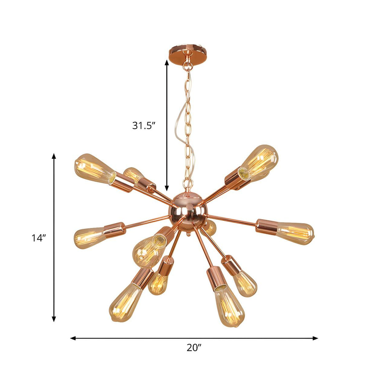 Retro Copper Sputnik Exposed Bulbs Pendant Chandelier Image - 10