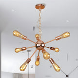 Retro Copper Sputnik Exposed Bulbs Pendant Chandelier Image - 12