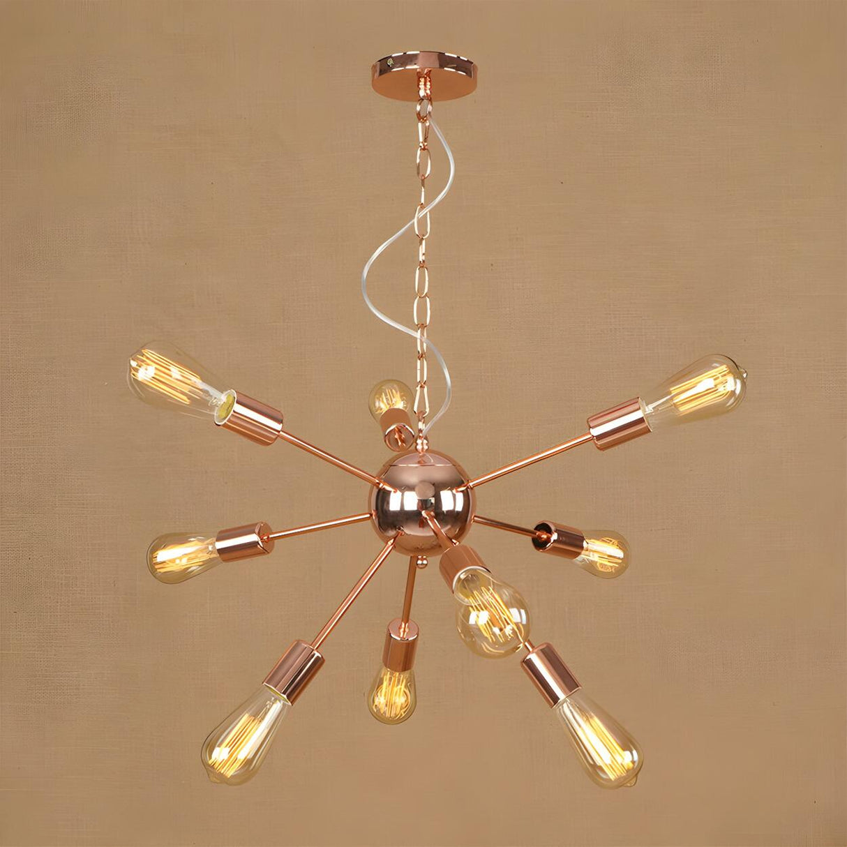 Retro Copper Sputnik Exposed Bulbs Pendant Chandelier Image - 13