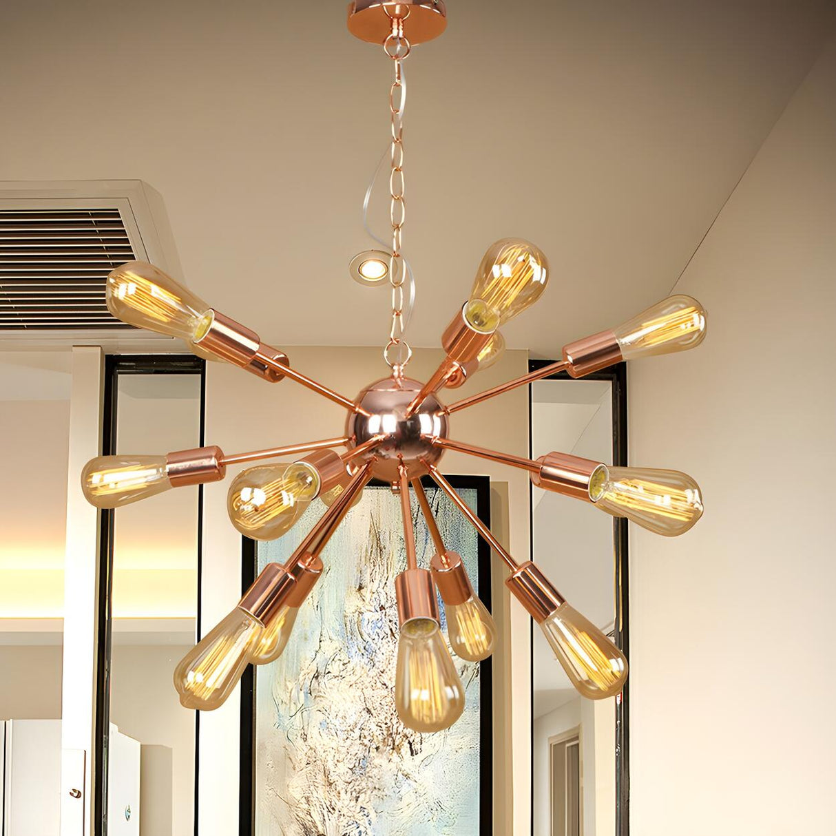 Retro Copper Sputnik Exposed Bulbs Pendant Chandelier Image - 2