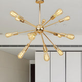 Retro Copper Sputnik Exposed Bulbs Pendant Chandelier Image - 21