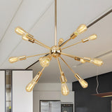 Retro Copper Sputnik Exposed Bulbs Pendant Chandelier Image - 22