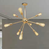 Retro Copper Sputnik Exposed Bulbs Pendant Chandelier Image - 26