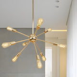 Retro Copper Sputnik Exposed Bulbs Pendant Chandelier Image - 27