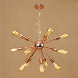 Retro Copper Sputnik Exposed Bulbs Pendant Chandelier Image - 3