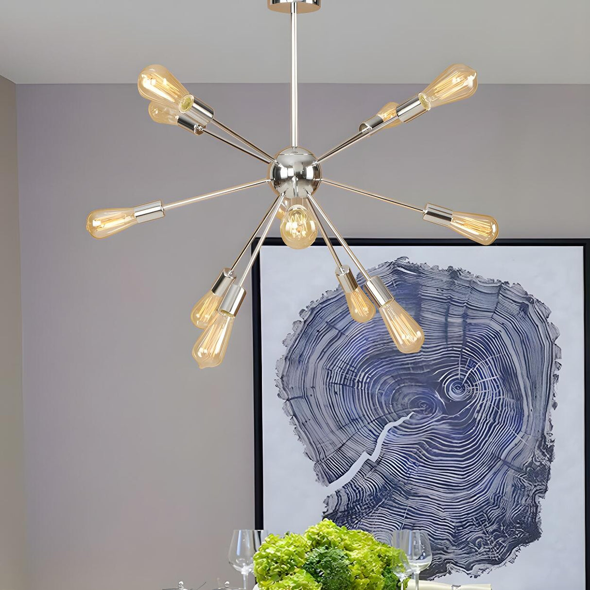 Retro Copper Sputnik Exposed Bulbs Pendant Chandelier Image - 35