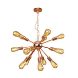 Retro Copper Sputnik Exposed Bulbs Pendant Chandelier Image - 4