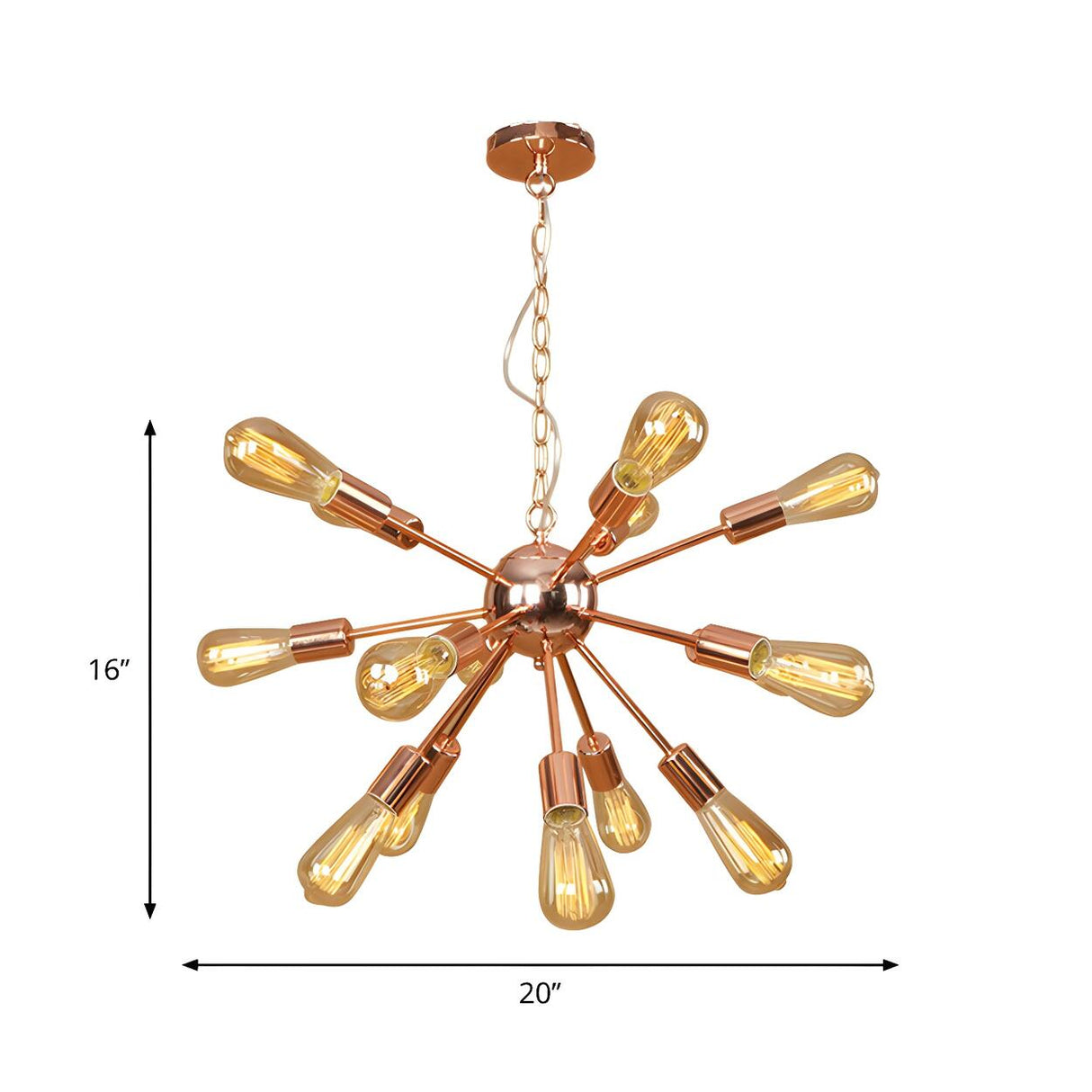 Retro Copper Sputnik Exposed Bulbs Pendant Chandelier Image - 5