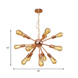 Retro Copper Sputnik Exposed Bulbs Pendant Chandelier Image - 5