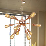 Retro Copper Sputnik Exposed Bulbs Pendant Chandelier Image - 7