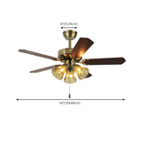 Retro Down Rod Glass Floral 5 Blade Ceiling Fan Light Image - 16