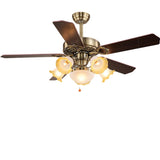 Retro Elegant Floral 5 Blade Standard Ceiling Fan Light Image - 2