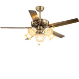 Retro Elegant Floral 5 Blade Standard Ceiling Fan Light Image - 3