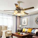 Retro Elegant Floral 5 Blade Standard Ceiling Fan Light Image - 4