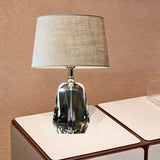 Retro Fabric Bucket Shade Crystal Geometric Table Lamp Image - 2