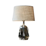 Retro Fabric Bucket Shade Crystal Geometric Table Lamp Image - 5