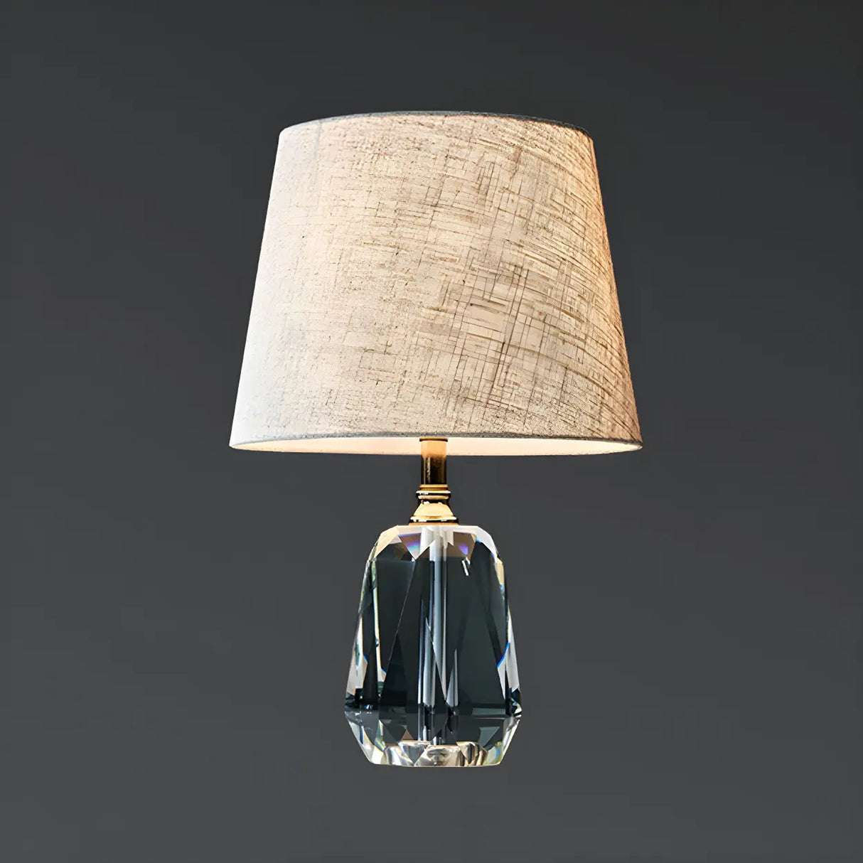 Retro Fabric Bucket Shade Crystal Geometric Table Lamp Image - 6