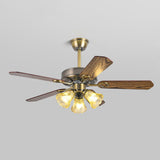 Retro Flower Remote Control Ceiling Fan with Light Image - 11