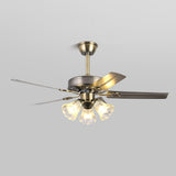 Retro Flower Remote Control Ceiling Fan with Light Image - 12