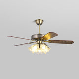 Retro Flower Remote Control Ceiling Fan with Light Image - 14